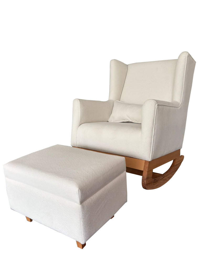 Sway Nursing Chair, Lumbar Cushion and Ottoman